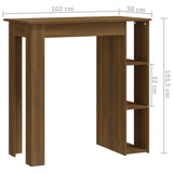 NNEVL Bar Table with Shelf Brown Oak 102x50x103.5 cm Chipboard