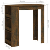 NNEVL Bar Table with Storage Rack Smoked Oak 102x50x103.5cm Chipboard