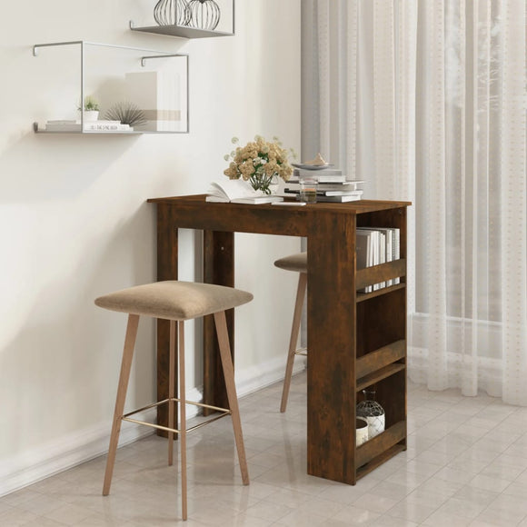 NNEVL Bar Table with Storage Rack Smoked Oak 102x50x103.5cm Chipboard