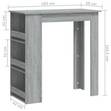 NNEVL Bar Table with Storage Rack Grey Sonoma 102x50x103.5cm Chipboard