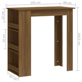 NNEVL Bar Table with Storage Rack Brown Oak 102x50x103.5 cm Chipboard