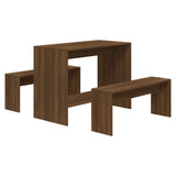 NNEVL 3 Piece Dining Set Brown Oak Chipboard
