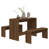 NNEVL 3 Piece Dining Set Brown Oak Chipboard