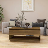 NNEVL Coffee Table Brown Oak 102.5x55x44 cm Chipboard