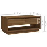 NNEVL Coffee Table Brown Oak 102.5x55x44 cm Chipboard