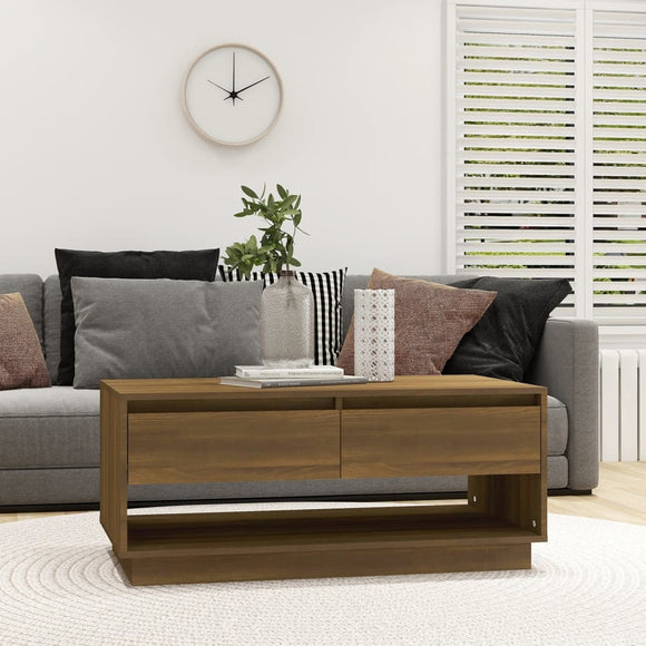 NNEVL Coffee Table Brown Oak 102.5x55x44 cm Chipboard