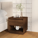 NNEVL Bedside Cabinet Brown Oak 45x34x44 cm Chipboard