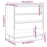 NNEVL Sideboard Brown Oak 70x41x75 cm Chipboard