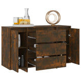 NNEVL Sideboard with 3 Drawers Smoked Oak 120x41x75 cm Chipboard