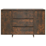 NNEVL Sideboard with 3 Drawers Smoked Oak 120x41x75 cm Chipboard