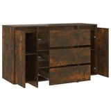 NNEVL Sideboard with 3 Drawers Smoked Oak 120x41x75 cm Chipboard
