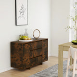 NNEVL Sideboard with 3 Drawers Smoked Oak 120x41x75 cm Chipboard