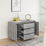 NNEVL Sideboard with 3 Drawers Grey Sonoma 120x41x75 cm Chipboard
