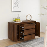 NNEVL Sideboard with 3 Drawers Brown Oak 120x41x75 cm Chipboard