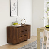 NNEVL Sideboard with 3 Drawers Brown Oak 120x41x75 cm Chipboard