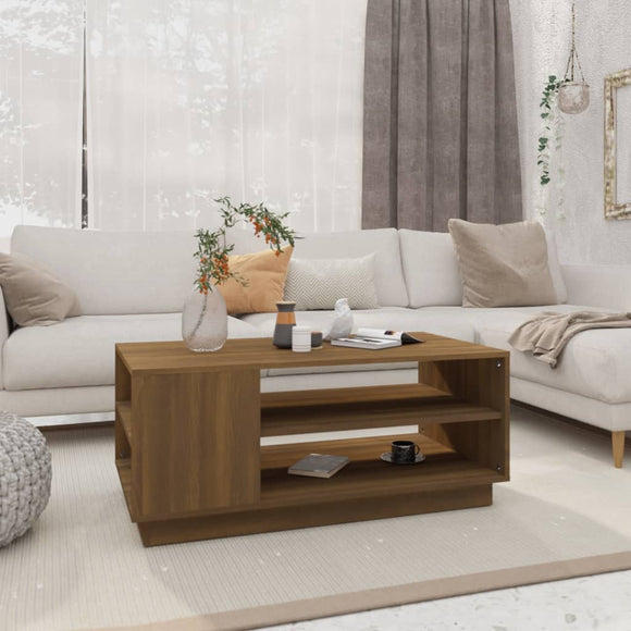 NNEVL Coffee Table Brown Oak 102x55x43 cm Chipboard