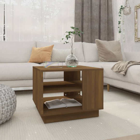 NNEVL Coffee Table Brown Oak 55x55x43 cm Chipboard