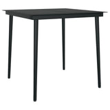 NNEVL Garden Dining Table Black 80x80x74 cm Steel and Glass