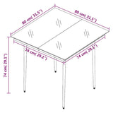 NNEVL Garden Dining Table Black 80x80x74 cm Steel and Glass