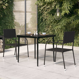 NNEVL Garden Dining Table Black 80x80x74 cm Steel and Glass