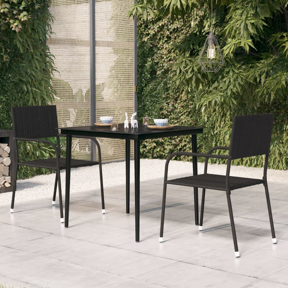 NNEVL Garden Dining Table Black 80x80x74 cm Steel and Glass