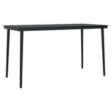 NNEVL Garden Dining Table Black 140x70x74 cm Steel and Glass