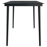 NNEVL Garden Dining Table Black 140x70x74 cm Steel and Glass