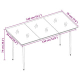 NNEVL Garden Dining Table Black 140x70x74 cm Steel and Glass