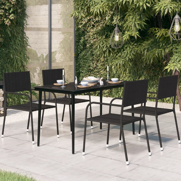 NNEVL Garden Dining Table Black 140x70x74 cm Steel and Glass