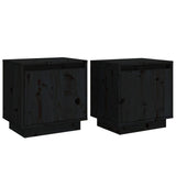 NNEVL Bedside Cabinets 2 pcs Black 40x30x40 cm Solid Wood Pine