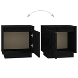 NNEVL Bedside Cabinets 2 pcs Black 40x30x40 cm Solid Wood Pine