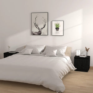NNEVL Bedside Cabinets 2 pcs Black 40x30x40 cm Solid Wood Pine