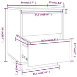 NNEVL Bedside Cabinet White 40x35x50 cm Solid Wood Pine
