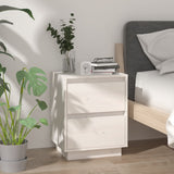 NNEVL Bedside Cabinet White 40x35x50 cm Solid Wood Pine