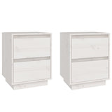 NNEVL Bedside Cabinets 2 pcs White 40x35x50 cm Solid Wood Pine