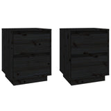NNEVL Bedside Cabinets 2 pcs Black 40x35x50 cm Solid Wood Pine