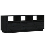 NNEVL TV Cabinet Black 140x37x50 cm Solid Wood Pine