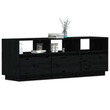 NNEVL TV Cabinet Black 140x37x50 cm Solid Wood Pine