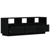 NNEVL TV Cabinet Black 140x37x50 cm Solid Wood Pine