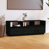 NNEVL TV Cabinet Black 140x37x50 cm Solid Wood Pine