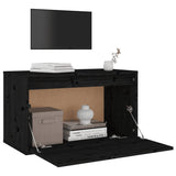 NNEVL Wall Cabinet Black 60x30x35 cm Solid Wood Pine