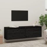 NNEVL Wall Cabinets 2 pcs Black 60x30x35 cm Solid Wood Pine