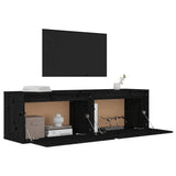 NNEVL Wall Cabinets 2 pcs Black 60x30x35 cm Solid Wood Pine
