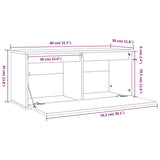NNEVL Wall Cabinet White 80x30x35 cm Solid Wood Pine