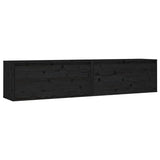 NNEVL Wall Cabinets 2 pcs Black 80x30x35 cm Solid Wood Pine