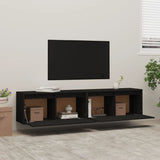 NNEVL Wall Cabinets 2 pcs Black 80x30x35 cm Solid Wood Pine