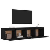 NNEVL Wall Cabinets 2 pcs Black 80x30x35 cm Solid Wood Pine