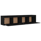 NNEVL Wall Cabinets 2 pcs Black 80x30x35 cm Solid Wood Pine