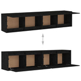 NNEVL Wall Cabinets 2 pcs Black 80x30x35 cm Solid Wood Pine