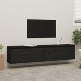 NNEVL Wall Cabinets 2 pcs Black 80x30x35 cm Solid Wood Pine